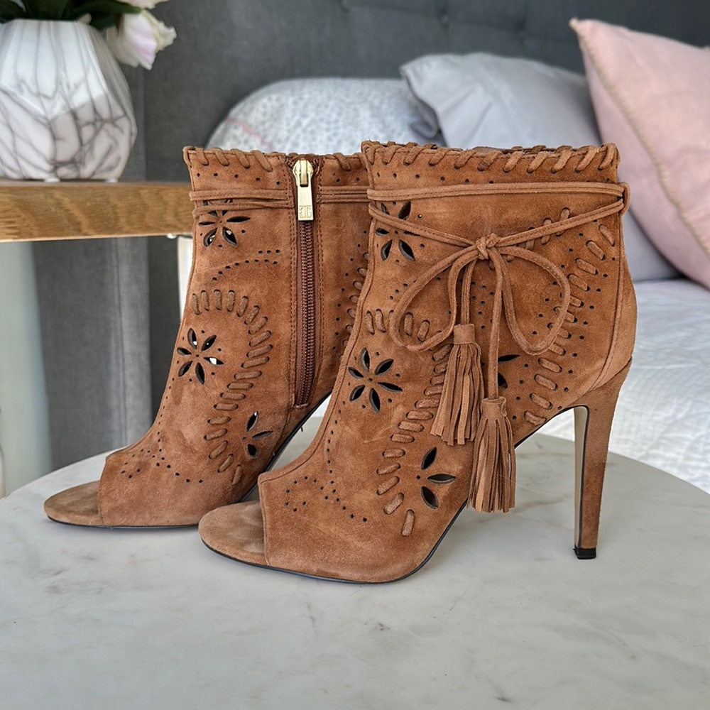 Ivanka Trump Camel Suede Booties